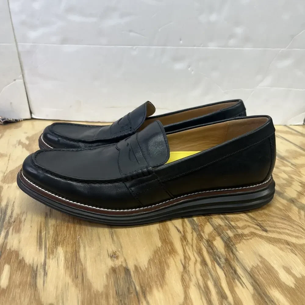 Cole Haan Grand.ØS Black Leather Slip-On Loafer Dress Shoes Men 11M Preppy